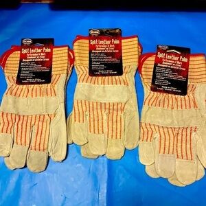 3 Pairs Large Split Leather Palm Gloves